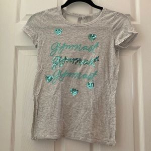 Justice Girls Grey “Gymnast” Tee | Size 12